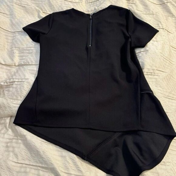 DKNY Black Zipper Trim Asymmetric Blouse Top - Picture 7 of 7